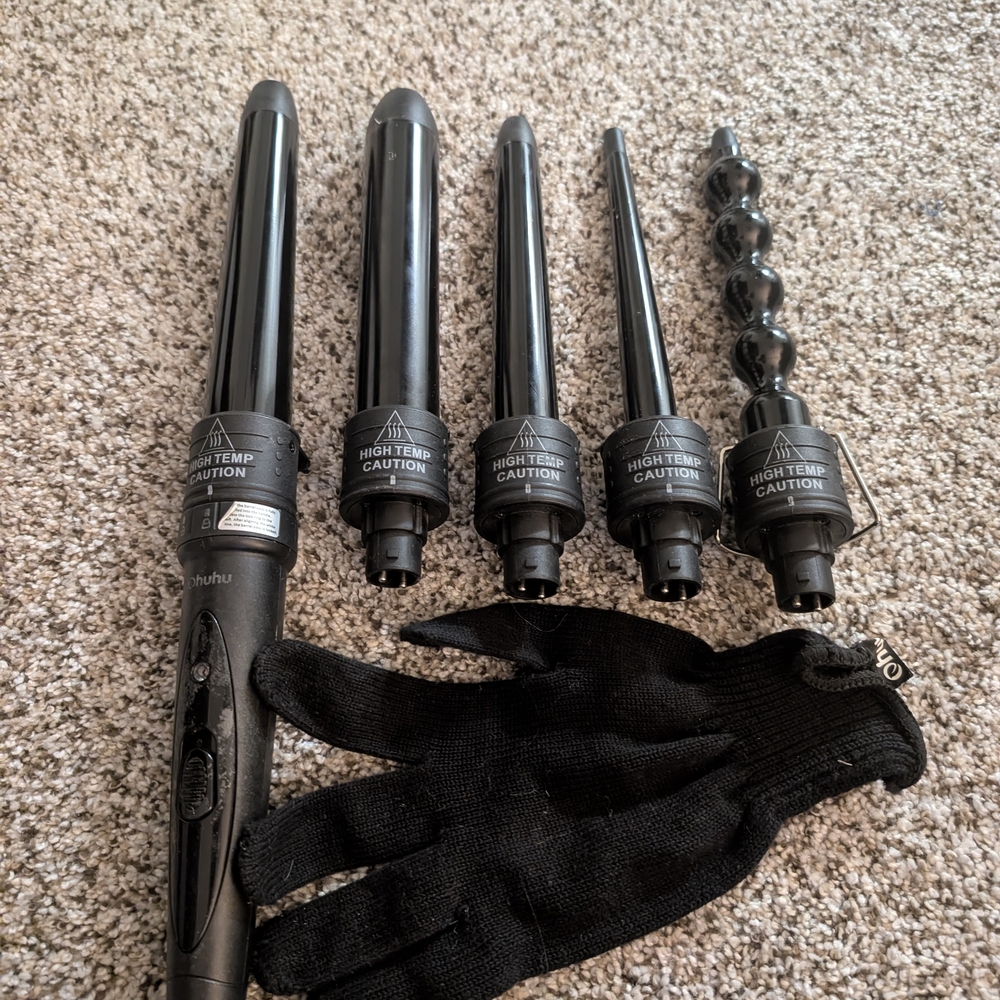 Black Curling Wand Set with Attachments